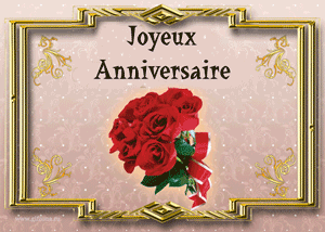 Gif animé joyeux anniversaire rose rouge